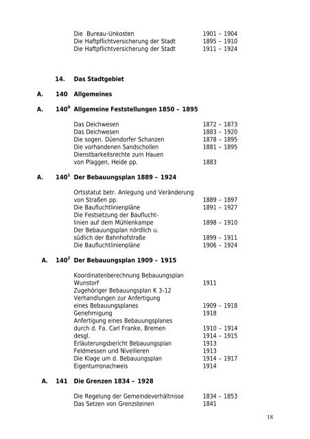 Findbuch zum Hauptbestand des Stadtarchivs Wunstorf