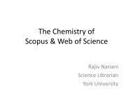Scopus and Web of Science - YorkSpace - York University