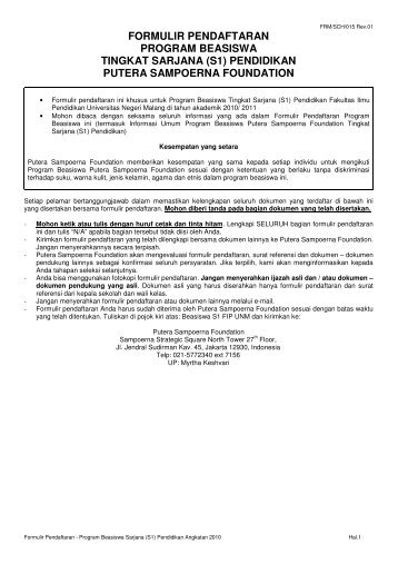 DOWNLOAD Formulir Pendaftaran - Kemahasiswaan UM
