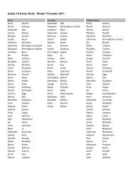 Grade 10 Honor Rolls - Winter Trimester 2011 - Cary Academy