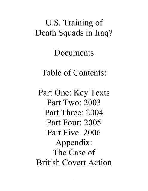 US Training of Death Squads in Iraq? - War Is A Crime .org