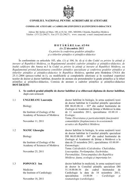 CONSILIUL NAŢIONAL PENTRU ACREDITARE ŞI ATESTARE HOT ...