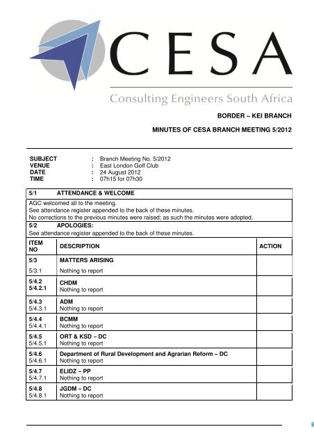 border â kei branch minutes of cesa branch meeting 5/2012