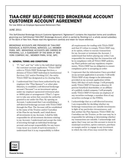 tiaa-cref self-directed brokerage account customer account agreement