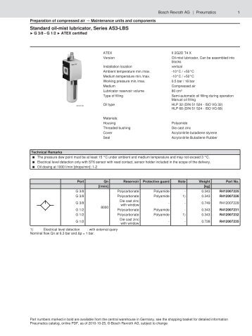 Standard oil-mist lubricator, Series AS3-LBS - Duncan Rogers