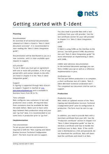 Getting started with E-Ident - Nets