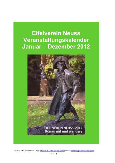 Eifelverein Neuss Veranstaltungskalender Januar – Dezember 2012