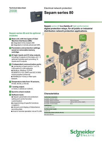 catalog protection relay sepam 80 datasheet - Schneider Electric