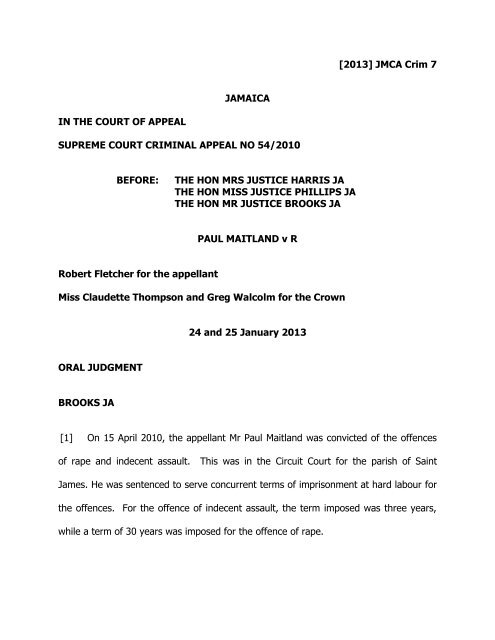 Maitland (Paul) v R.pdf - The Court of Appeal