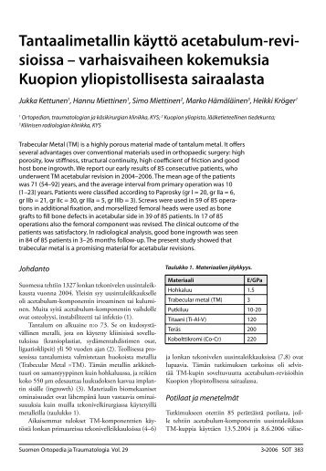 varhaisvaiheen kokemuksia Kuopion yliopistollisesta sairaalasta