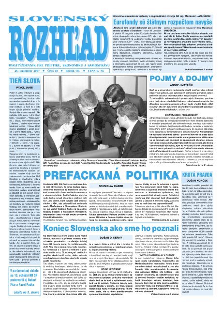 PrefacKanÃ¡ PolitiKa - SlovenskÃ½ rozhÄ¾ad