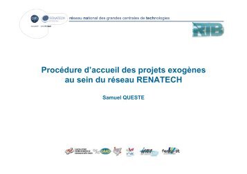 La procÃ©dure d'accueil dans le rÃ©seau RENATECH - RTB - CNRS