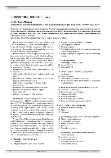 DIAGNOSTIKA BOLESTÃ HLAVY - Solen
