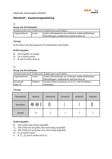 Steckbrief - Standardsicherung NRW