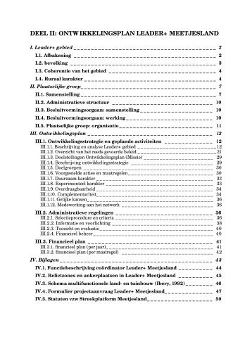 Ontwikkelingplan Leader+ - Meetjesland.be