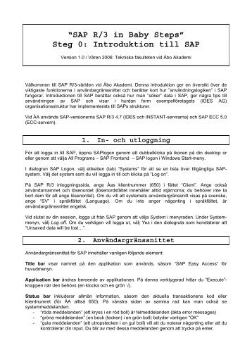 Introduktion till att anvnda SAP - Ãbo Akademi