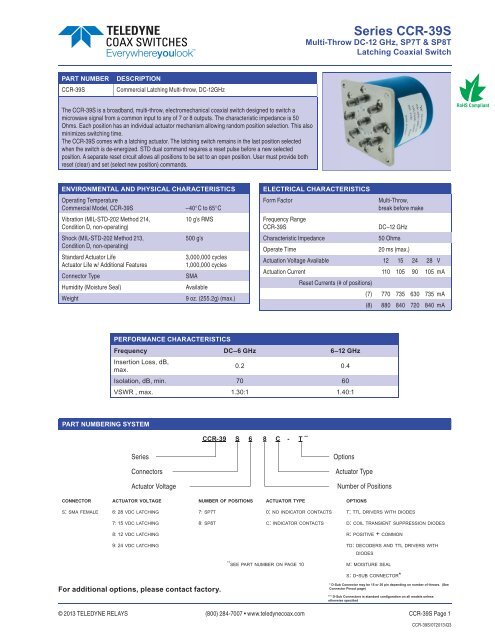 CCR-39S SP8T LATCHING - SHORT1.indd - Teledyne Coax Switches