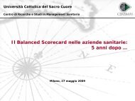 Il Balanced Scorecard nelle aziende sanitarie: 5 ... - Ce.Ri.S.Ma.S.