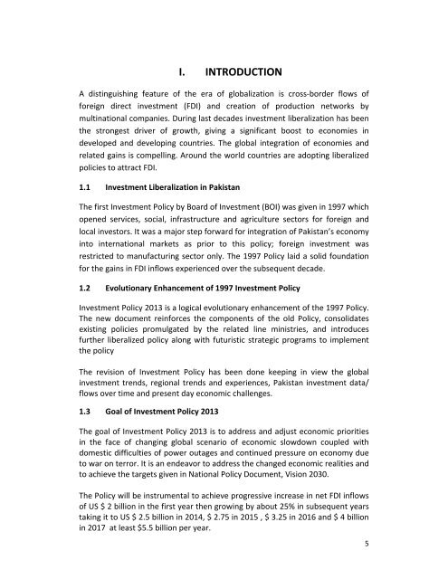 INVESTMENT POLICY 2013 - Sindh Board Of Investment ...