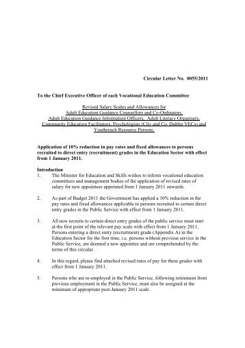 Revised salary scales and allowances for the application of 10 ...
