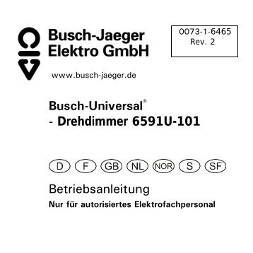 Bedienungsanleitung zu Busch-Jaeger 6591U101 ... - Avolta.de