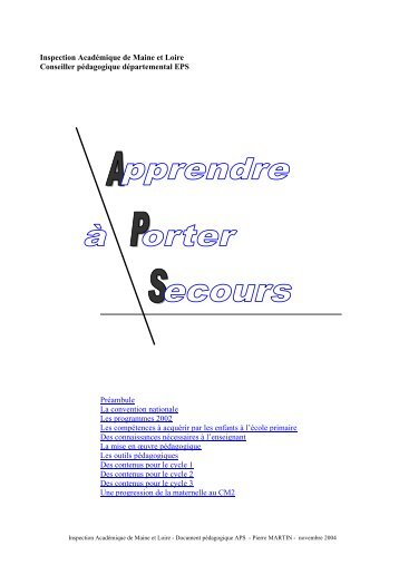 Apprendre Ã  porter secours de la maternelle au CM2