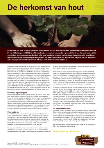 Factsheets met hout-weetjes en houtfeitjes - De Vrienden #vanhout