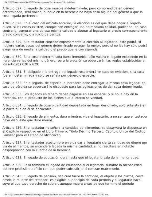 CÃDIGO CIVIL PARA EL ESTADO DE MICHOACÃN ... - Testamentos