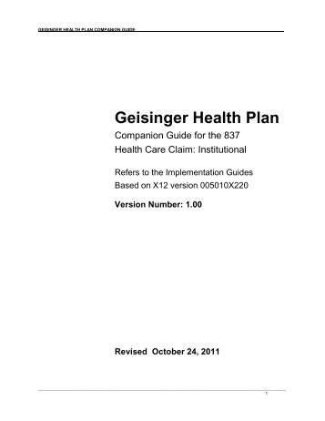 Companion Guide for the 837I Health Care Claim: Institutional