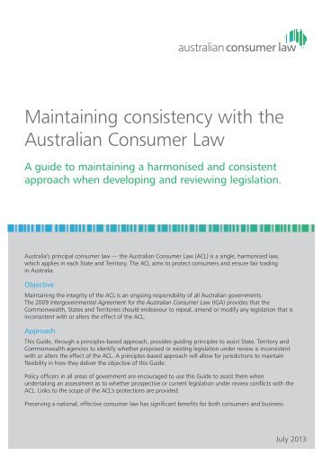 PDF 399KB - The Australian Consumer Law