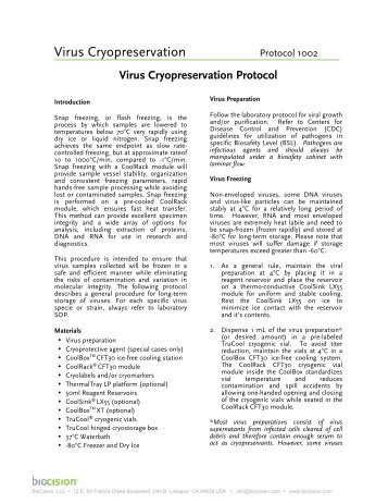 Freezing Virus in CoolRack on Dry Ice - BioCision