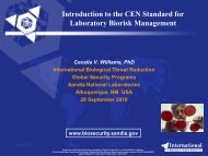 Introduction to the CEN Standard for Laboratory Biorisk Management