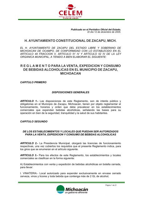 h. ayuntamiento constitucional de zacapu, mich ... - MichoacÃ¡n