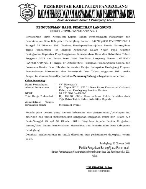 PEMERINTAH KABUPATEN PANDEGLANG