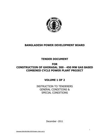 Tender Document for Construction of Ghorasal 300-450 MW ... - BPDB