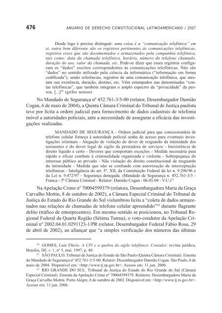 Anuario de Derecho Constitucional Latinoamericano 2007