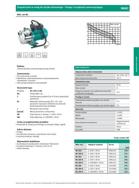 Wilo Cennik waÅ¼ny od 1.04.2011 - Saga