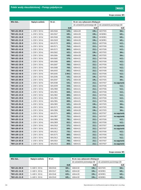 Wilo Cennik waÅ¼ny od 1.04.2011 - Saga