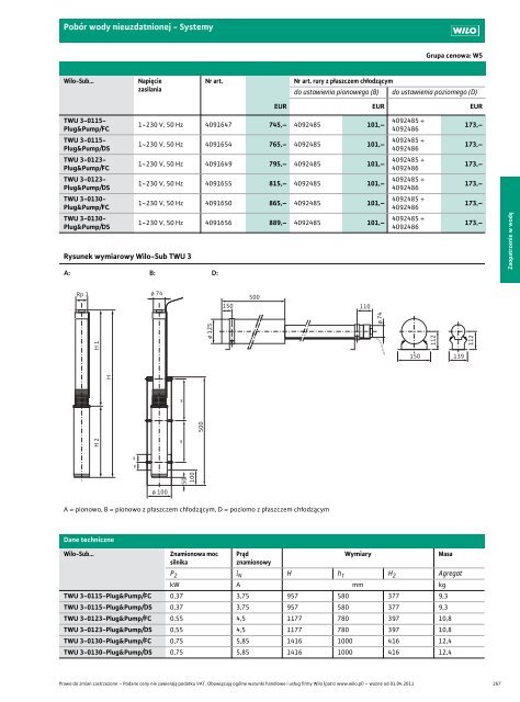 Wilo Cennik waÅ¼ny od 1.04.2011 - Saga