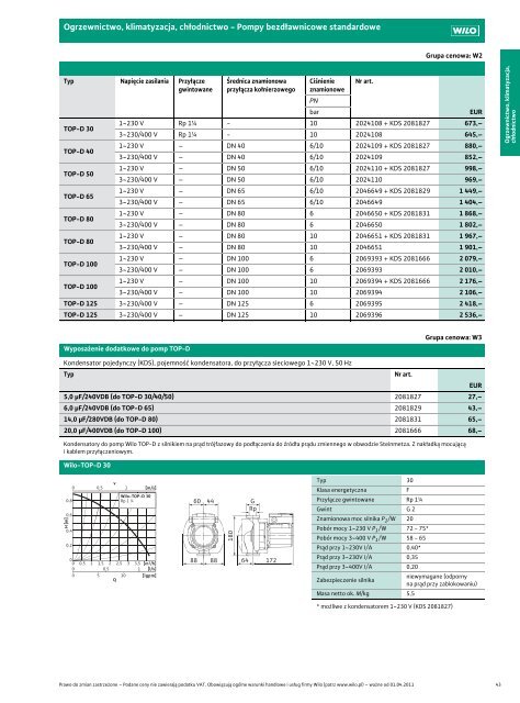 Wilo Cennik waÅ¼ny od 1.04.2011 - Saga