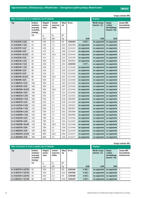 Wilo Cennik waÅ¼ny od 1.04.2011 - Saga