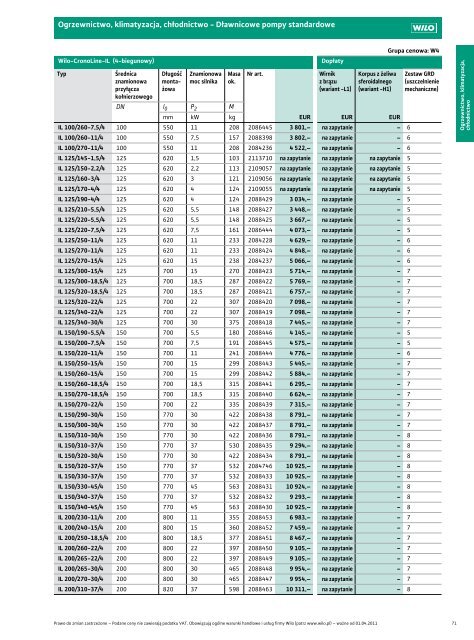 Wilo Cennik waÅ¼ny od 1.04.2011 - Saga