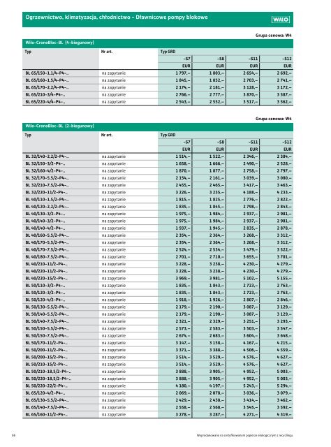 Wilo Cennik waÅ¼ny od 1.04.2011 - Saga