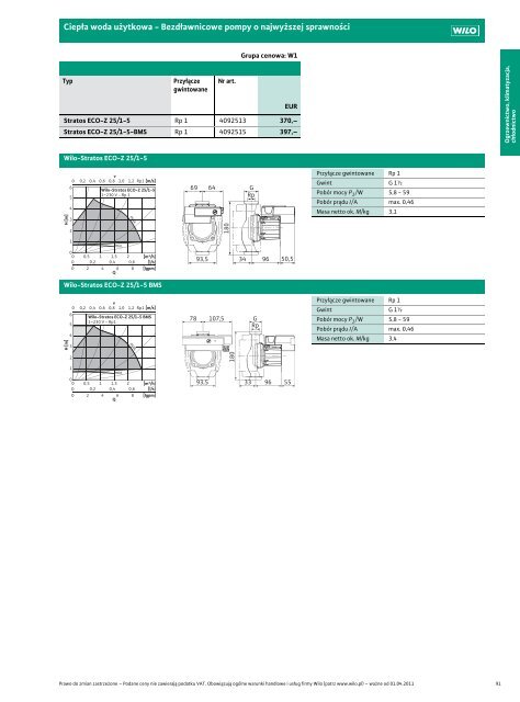 Wilo Cennik waÅ¼ny od 1.04.2011 - Saga