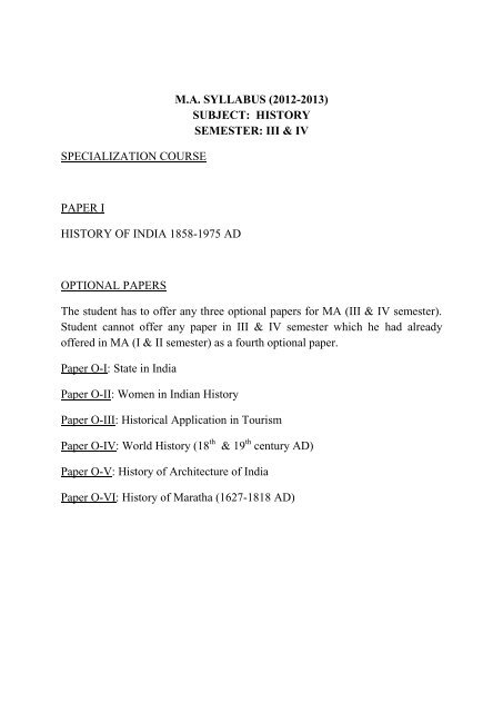 VIKRAM UNIVERSITY, UJJAIN M.A. SYLLABUS (2012-2013 ...