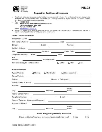 INS.02 Request for Certificate of Insurance - Forms - Girl Guides of ...