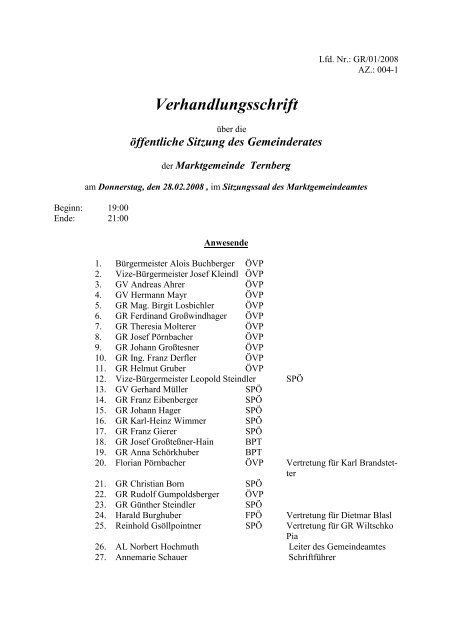 Gemeinderatssitzung 28. Februar 2008 - .PDF - Ternberg