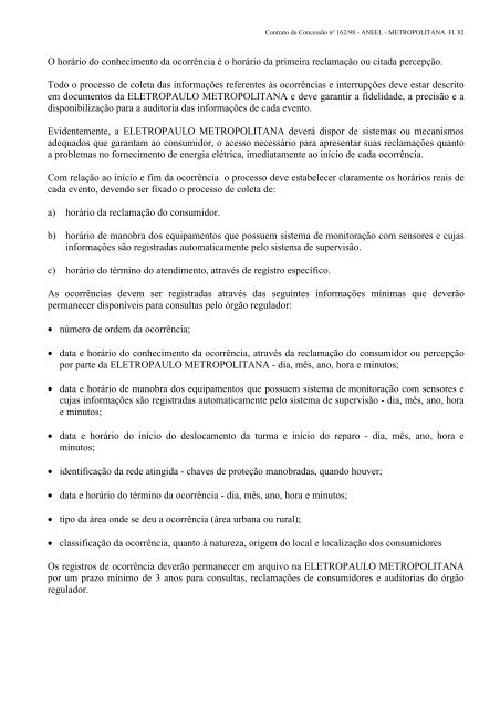 contrato de concessÃ£o nÂº 162/98 - Aneel