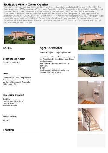Exklusive Villa in Zaton Kroatien Details Location Agent Information