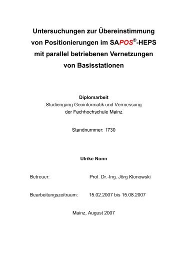 Untersuchungen zur Ãœbereinstimmung von ... - SAPOS